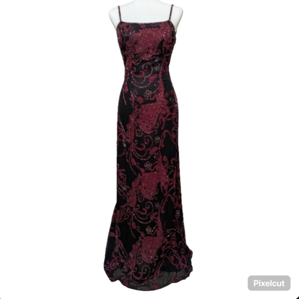 Mia Bella Couture Stunning Beaded Embroidered Open Back Silk Evening Gown - Picture 1 of 16